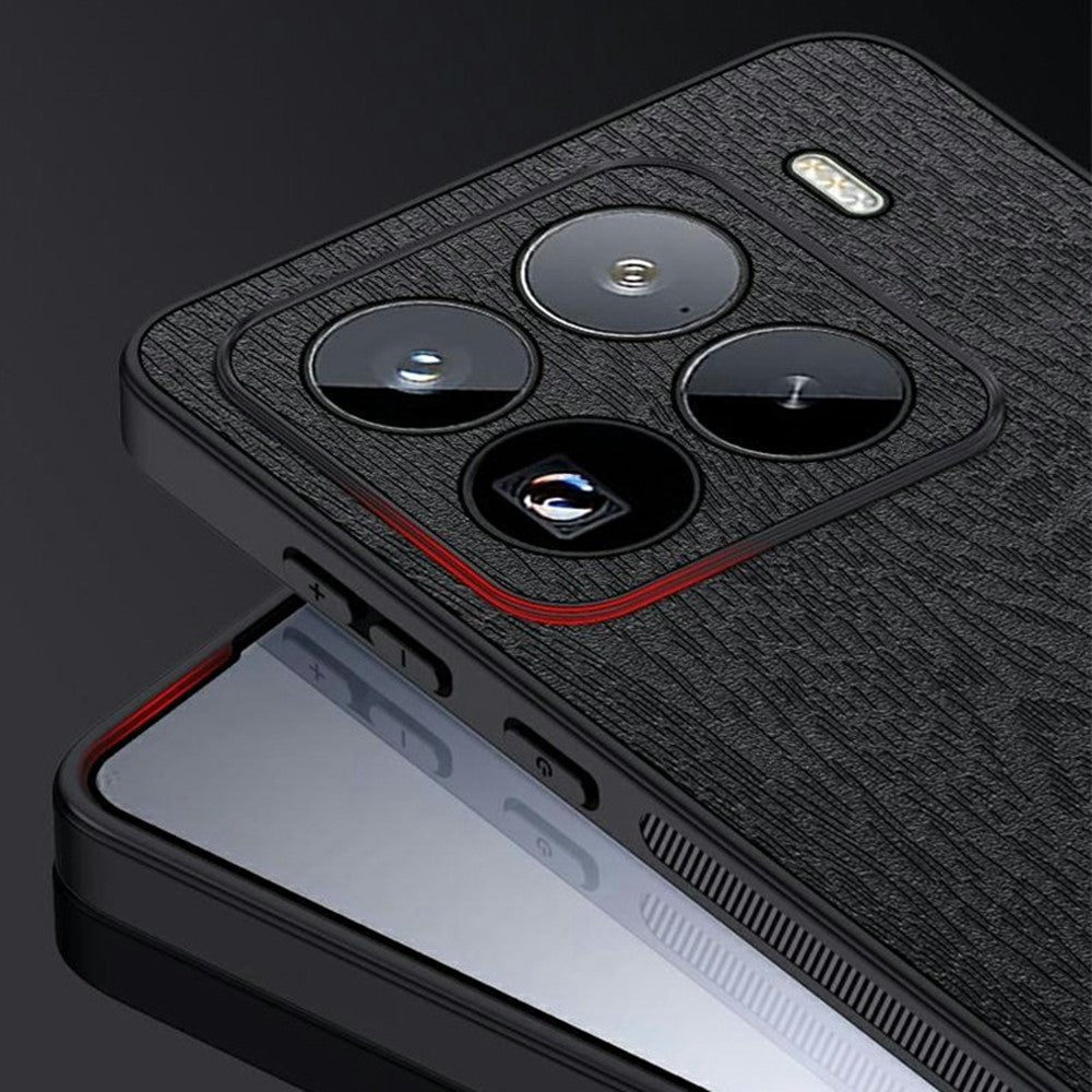 Xiaomi 15 Pro-skal med trästruktur, PU-läderbeläggning, PC+TPU-mobilskal