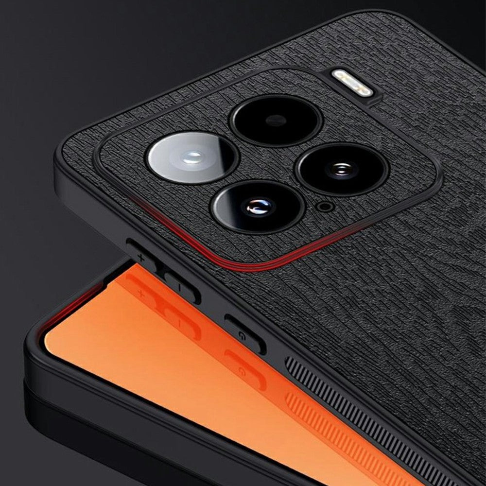Xiaomi 15-skal med trästruktur, PU-läderbeläggning, PC+TPU-mobilskal