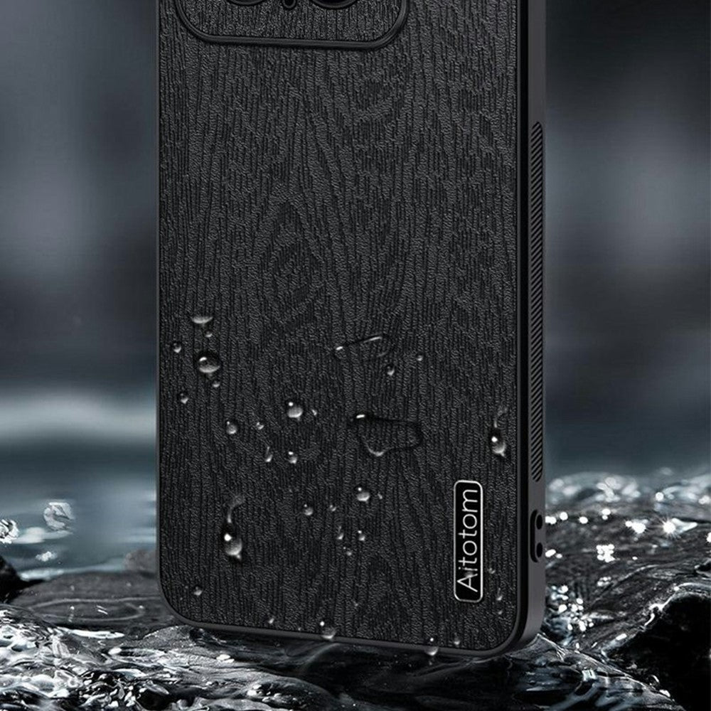 For Xiaomi 15 Case Wood Texture PU Leather Coated PC+TPU Phone Cover