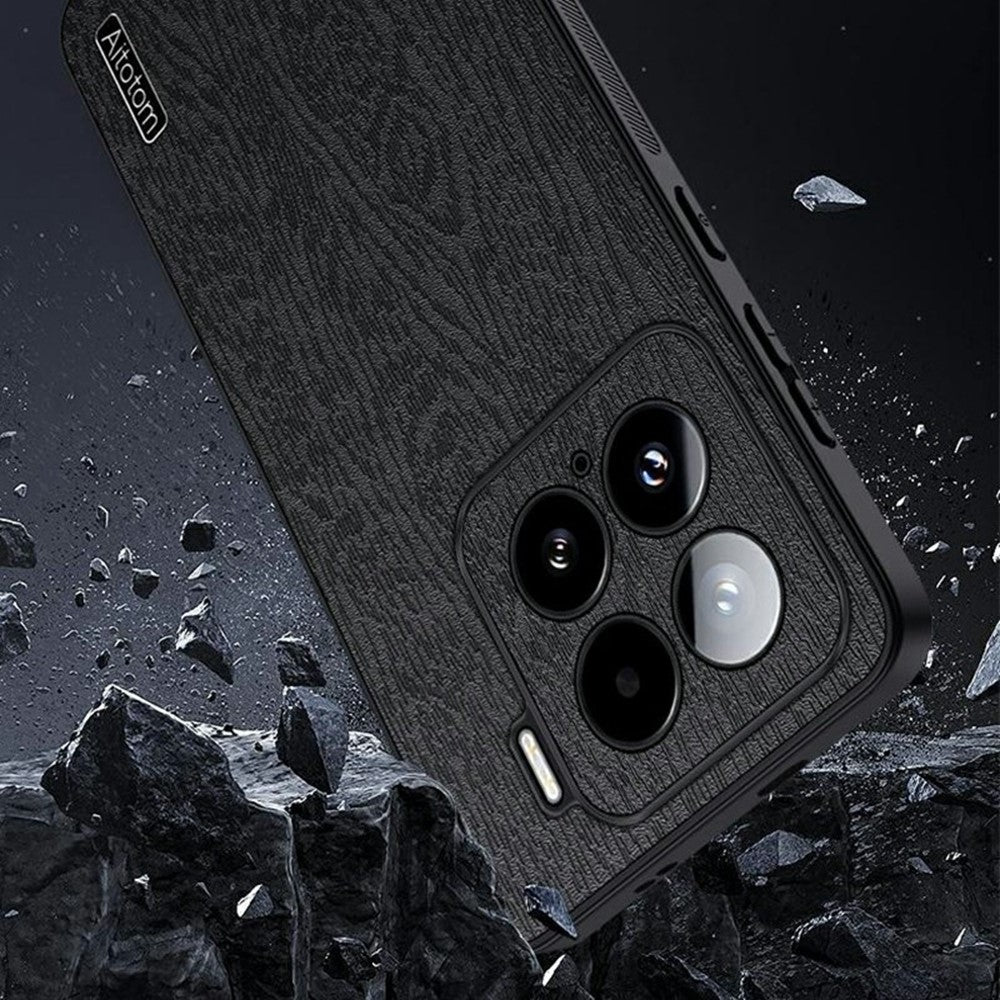 For Xiaomi 15 Case Wood Texture PU Leather Coated PC+TPU Phone Cover