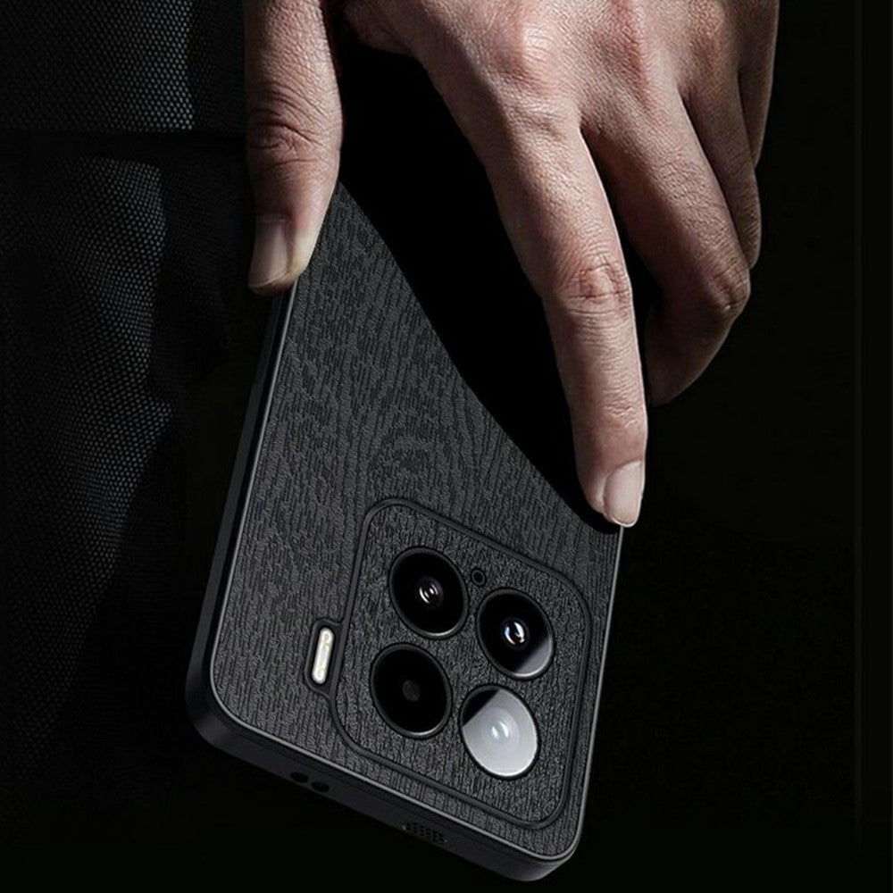 For Xiaomi 15 Case Wood Texture PU Leather Coated PC+TPU Phone Cover
