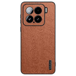 For Xiaomi 15 Case Wood Texture PU Leather Coated PC+TPU Phone Cover