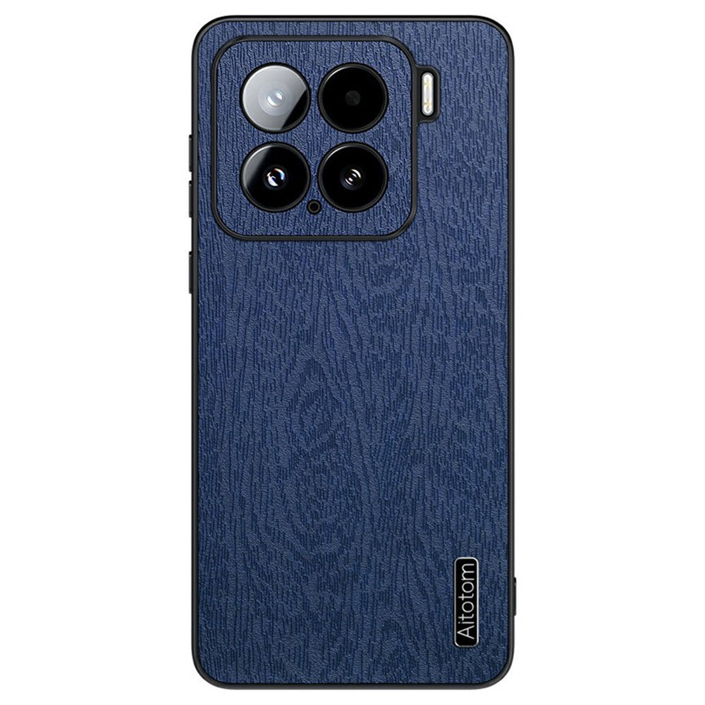For Xiaomi 15 Case Wood Texture PU Leather Coated PC+TPU Phone Cover