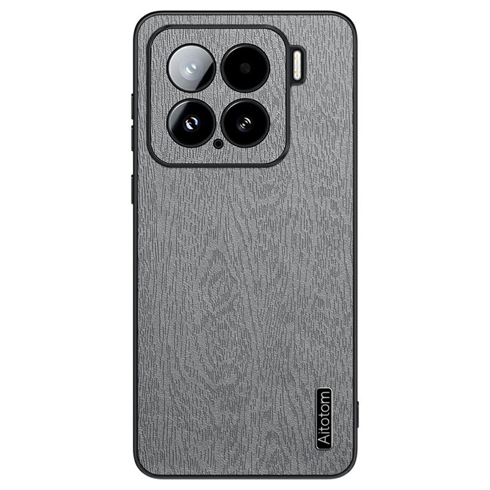 For Xiaomi 15 Case Wood Texture PU Leather Coated PC+TPU Phone Cover