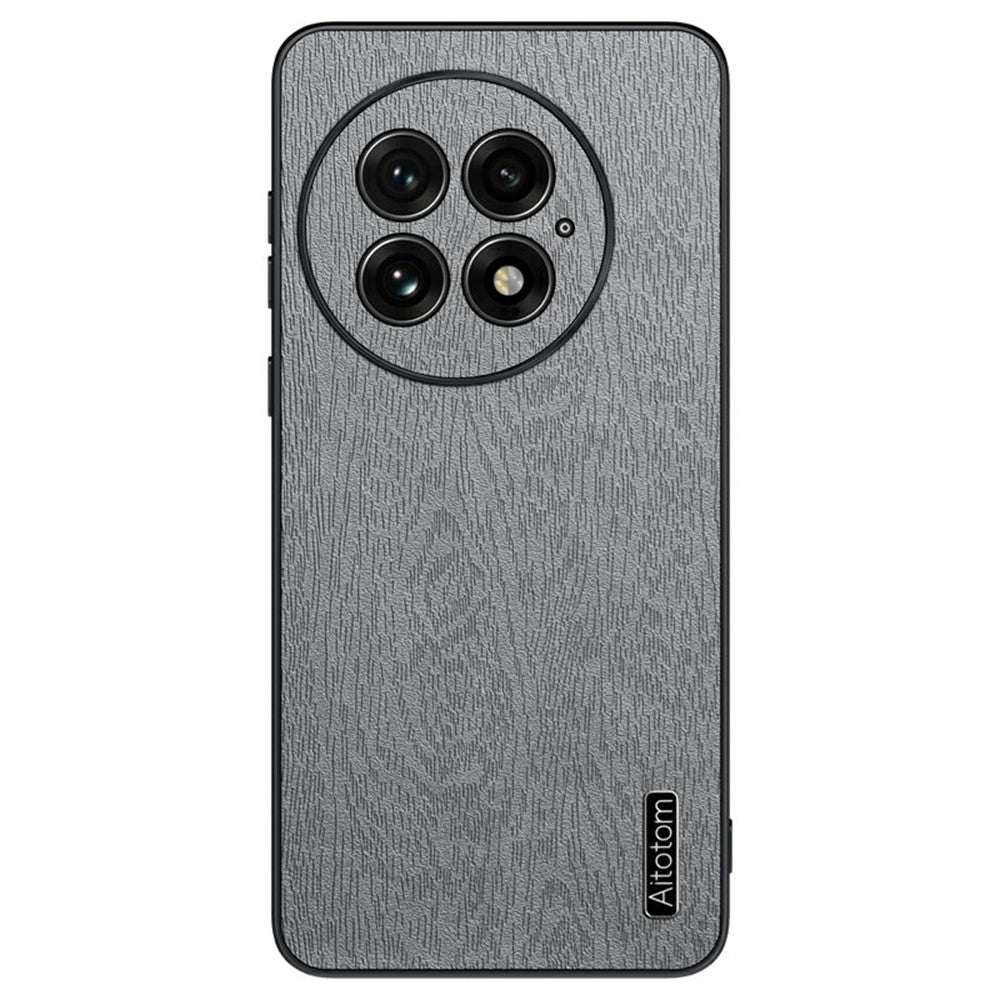 For OnePlus 13 Case Wood Texture PU Leather Coated PC+TPU Phone Cover
