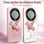 KADEM-skal till Honor X40 5G / X9a 5G / Magic5 Lite 5G Dragonfly-stativ TPU-blommor och glitter-mobilskal