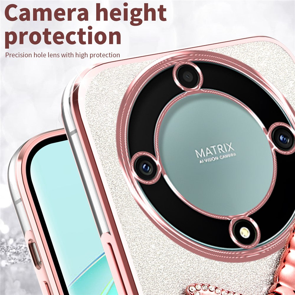 KADEM-skal till Honor X40 5G / X9a 5G / Magic5 Lite 5G Dragonfly-stativ TPU-blommor och glitter-mobilskal