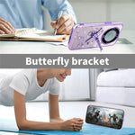 KADEM-skal till Honor X40 5G / X9a 5G / Magic5 Lite 5G Dragonfly-stativ TPU-blommor och glitter-mobilskal