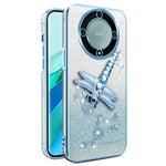 KADEM-skal till Honor X40 5G / X9a 5G / Magic5 Lite 5G Dragonfly-stativ TPU-blommor och glitter-mobilskal