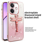 KADEM-cover til Oppo A40 4G / A3x 5G / A60 5G, guldsmed med støttefod, TPU, blomster, glitter-telefoncover