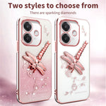 KADEM-cover til Oppo A40 4G / A3x 5G / A60 5G, guldsmed med støttefod, TPU, blomster, glitter-telefoncover