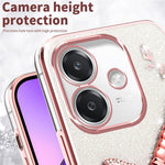 KADEM-cover til Oppo A40 4G / A3x 5G / A60 5G, guldsmed med støttefod, TPU, blomster, glitter-telefoncover