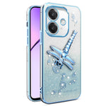 KADEM-cover til Oppo A40 4G / A3x 5G / A60 5G, guldsmed med støttefod, TPU, blomster, glitter-telefoncover