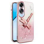 KADEM For Oppo A60 4G Case Dragonfly Kickstand TPU Flowers Glitter Phone Cover