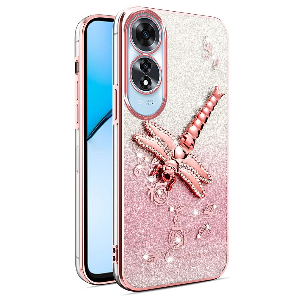 KADEM For Oppo A60 4G Case Dragonfly Kickstand TPU Flowers Glitter Phone Cover