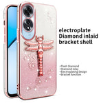 KADEM For Oppo A60 4G Case Dragonfly Kickstand TPU Flowers Glitter Phone Cover