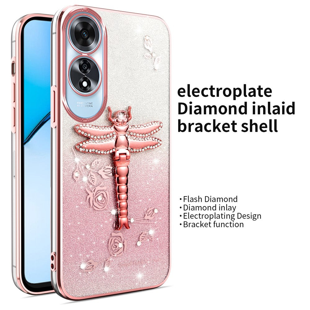 KADEM For Oppo A60 4G Case Dragonfly Kickstand TPU Flowers Glitter Phone Cover
