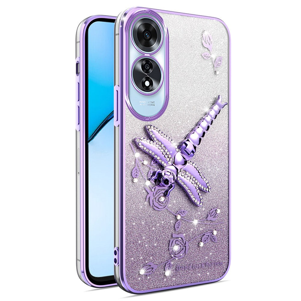 KADEM For Oppo A60 4G Case Dragonfly Kickstand TPU Flowers Glitter Phone Cover
