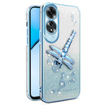 KADEM For Oppo A60 4G Case Dragonfly Kickstand TPU Flowers Glitter Phone Cover