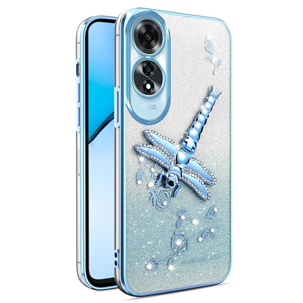 KADEM For Oppo A60 4G Case Dragonfly Kickstand TPU Flowers Glitter Phone Cover