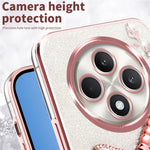 KADEM-etui til Oppo Reno12 F 5G / F27 5G, TPU-mobilcover med guldsmedestativ og glitterblomster