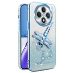 KADEM-etui til Oppo Reno12 F 5G / F27 5G, TPU-mobilcover med guldsmedestativ og glitterblomster