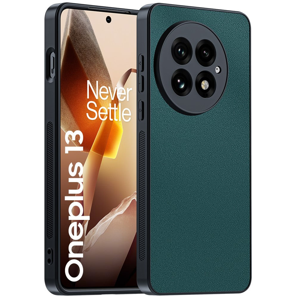 OnePlus 13-skal i PU-läder med PC+TPU, fallskyddande mobilskal