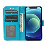 Imprinted Roses Phone Case For iPhone 12 / 12 Pro 6.1 Inch, Drop-Proof PU Leather Flip Cover Wallet Stand Protective Phone Shell