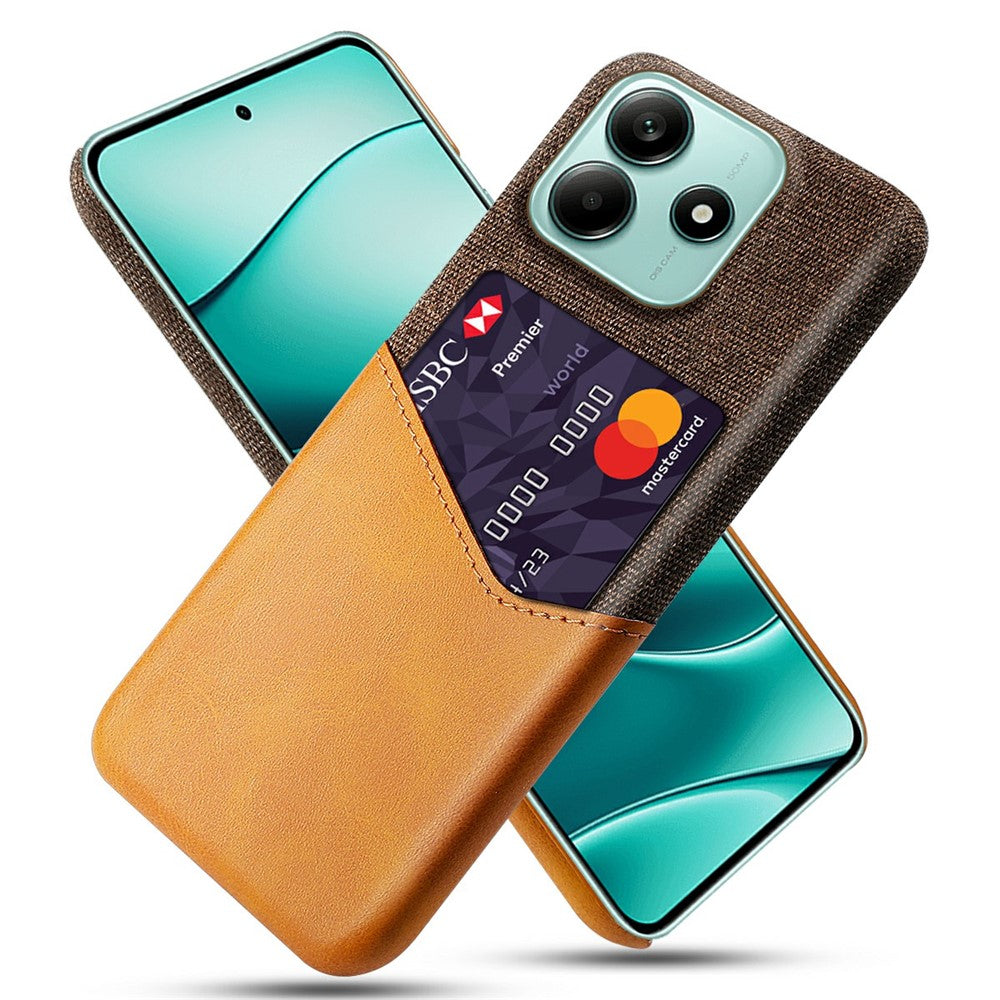 For Xiaomi Redmi Note 14 5G Case PU Leather Cloth Texture Hard PC Phone Cover with Card Holder