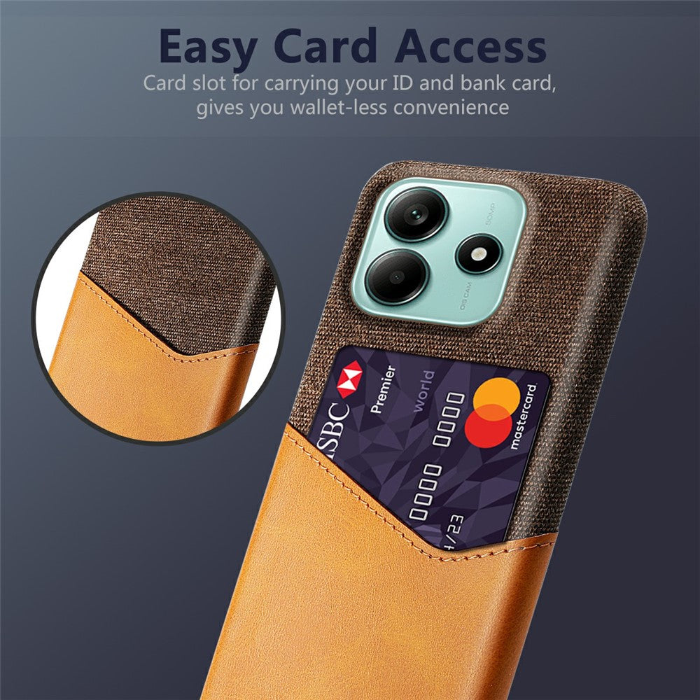 For Xiaomi Redmi Note 14 5G Case PU Leather Cloth Texture Hard PC Phone Cover with Card Holder