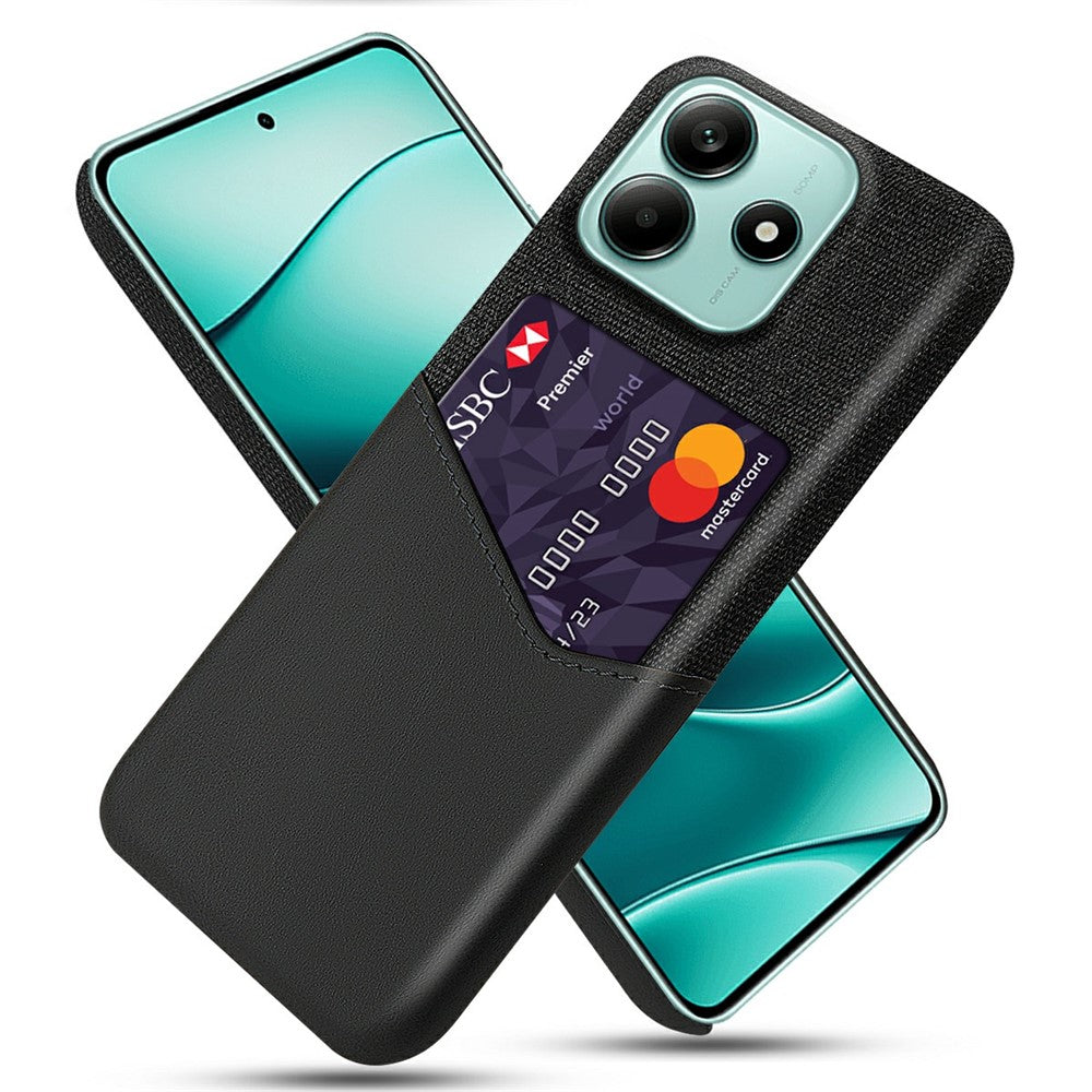 For Xiaomi Redmi Note 14 5G Case PU Leather Cloth Texture Hard PC Phone Cover with Card Holder