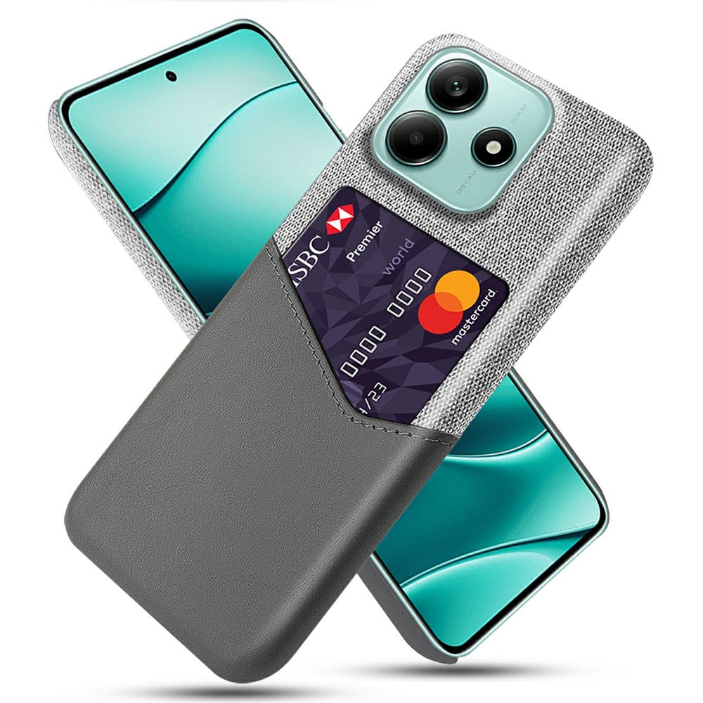 For Xiaomi Redmi Note 14 5G Case PU Leather Cloth Texture Hard PC Phone Cover with Card Holder