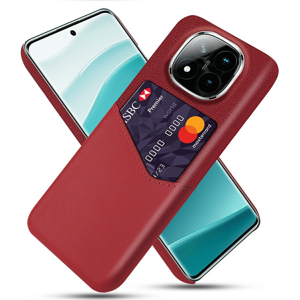 Xiaomi Redmi Note 14 Pro+ 5G-skal i PU-läder, tygtextur, hårt PC-mobilskal med korthållare