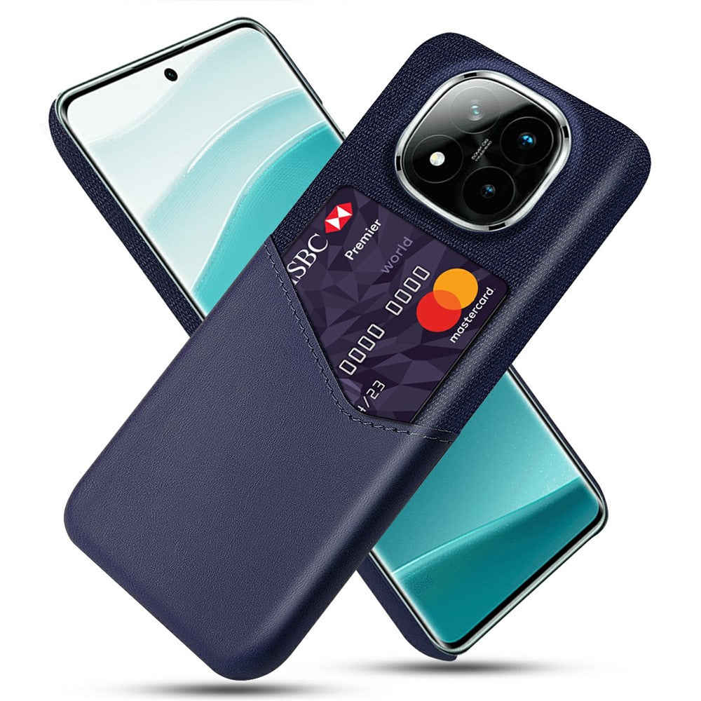 Xiaomi Redmi Note 14 Pro+ 5G-skal i PU-läder, tygtextur, hårt PC-mobilskal med korthållare