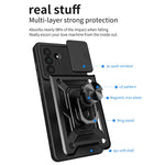 For Samsung Galaxy A36 5G Case with Slide Camera Lid PC+TPU Kickstand Phone Cover