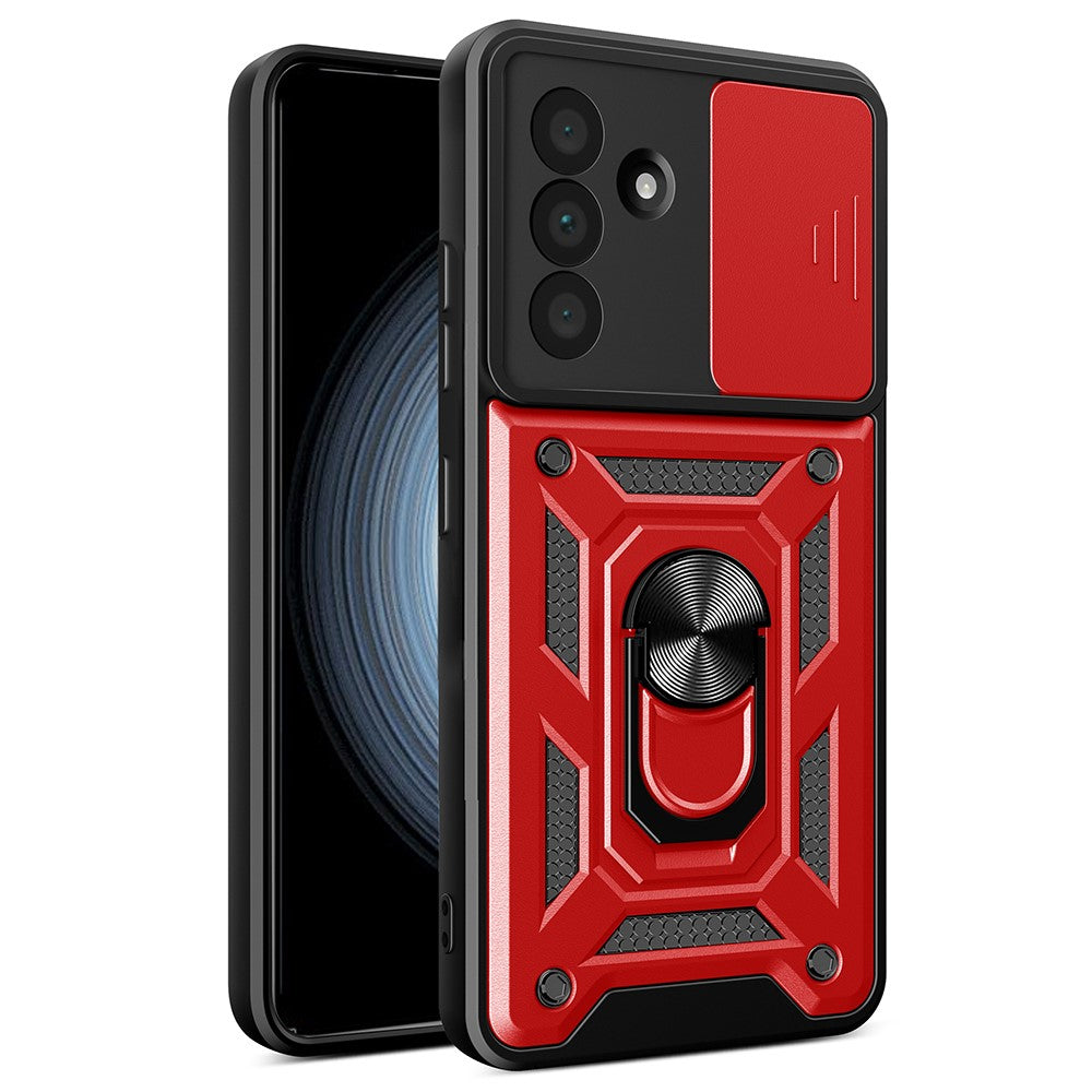 For Samsung Galaxy A36 5G Case with Slide Camera Lid PC+TPU Kickstand Phone Cover