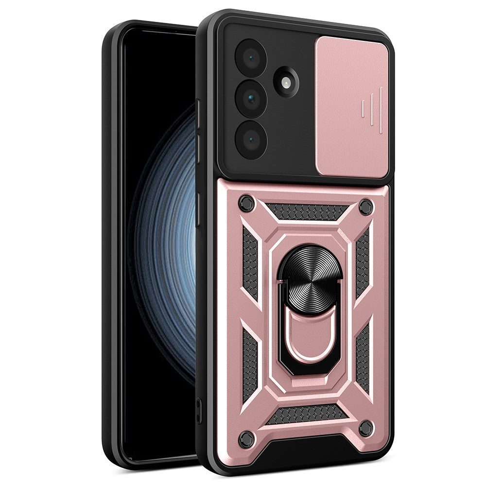 For Samsung Galaxy A36 5G Case with Slide Camera Lid PC+TPU Kickstand Phone Cover