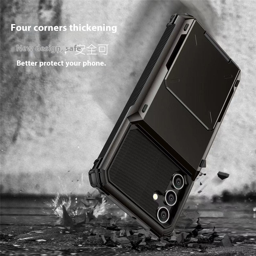 Til Samsung Galaxy S25+ Cover PC+TPU Dobbeltlag Bagsiden Telefoncover med Kortlomme