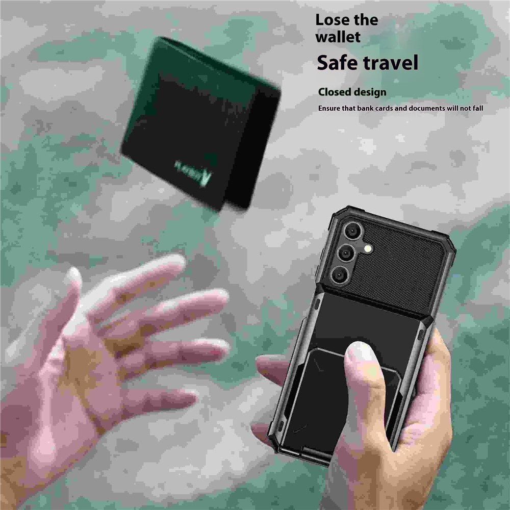 Til Samsung Galaxy S25+ Cover PC+TPU Dobbeltlag Bagsiden Telefoncover med Kortlomme