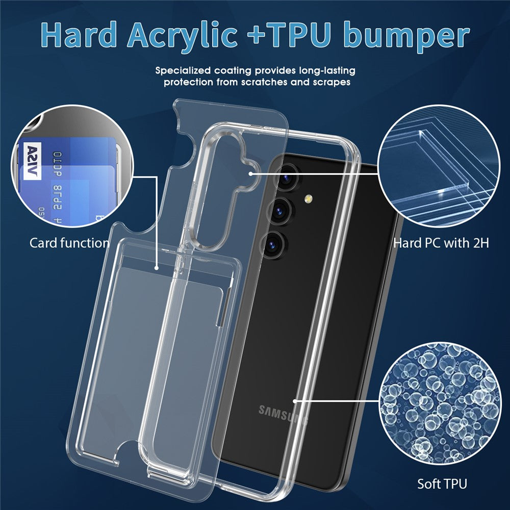 For Samsung Galaxy S25+ Clear Case TPU+PC+Acrylic Cell Phone Case with Card Holder