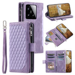 Style 005 For Xiaomi 15 Wallet Case Rhombus Stitching Line PU Leather Phone Cover