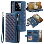 Style 005 For Xiaomi 15 Wallet Case Rhombus Stitching Line PU Leather Phone Cover