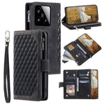 Style 005 For Xiaomi 15 Wallet Case Rhombus Stitching Line PU Leather Phone Cover