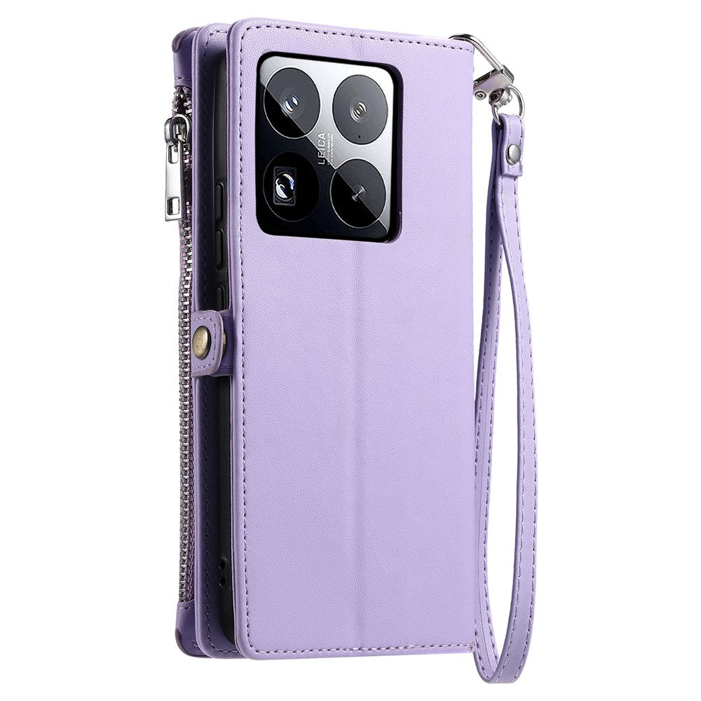 015 Style For Xiaomi 15 Pro Case TPU+PU Leather Wallet Phone Cover with Straps