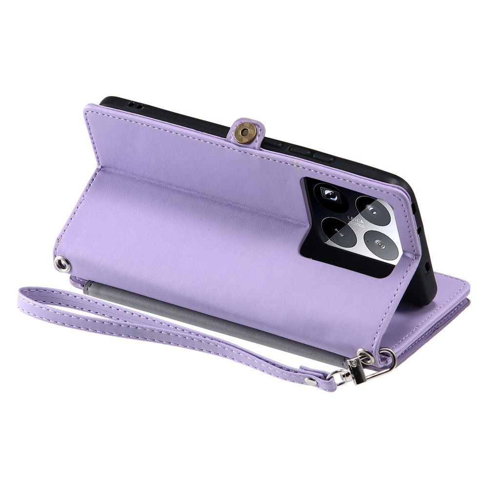 015 Style For Xiaomi 15 Pro Case TPU+PU Leather Wallet Phone Cover with Straps