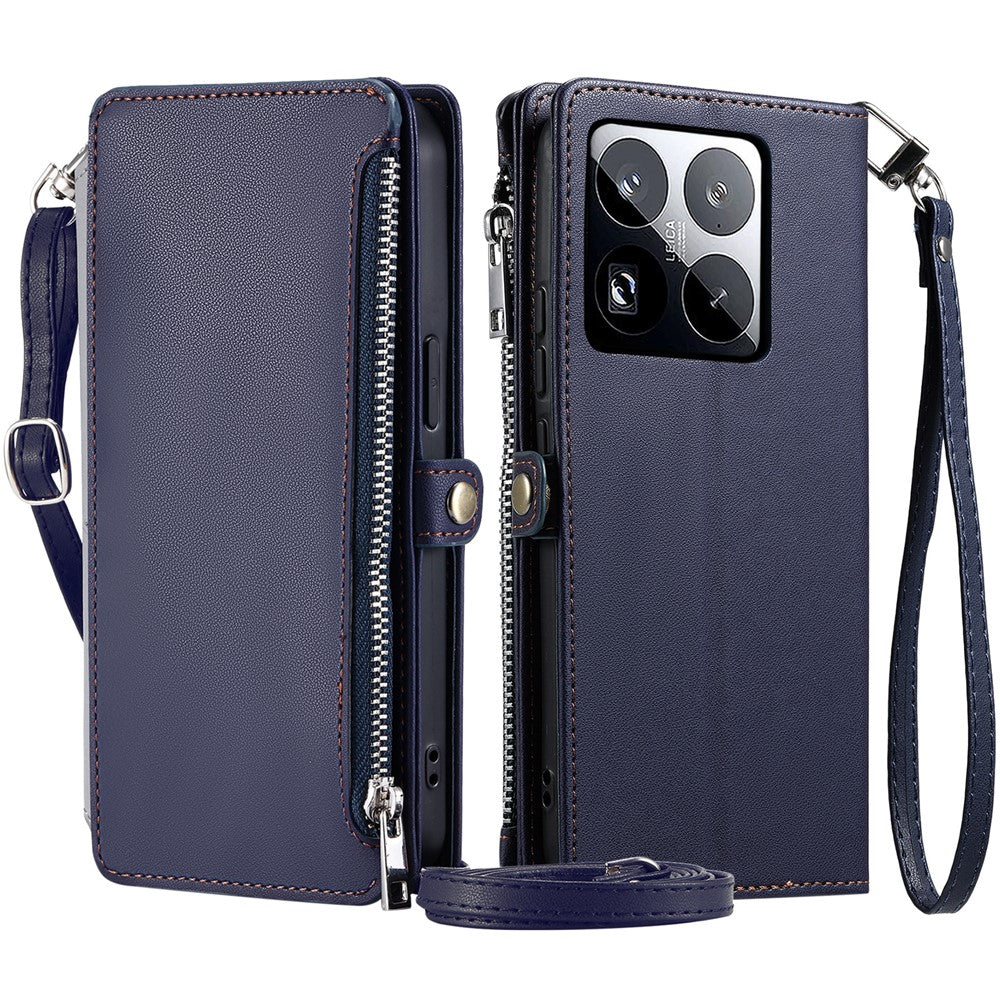 015 Style For Xiaomi 15 Pro Case TPU+PU Leather Wallet Phone Cover with Straps