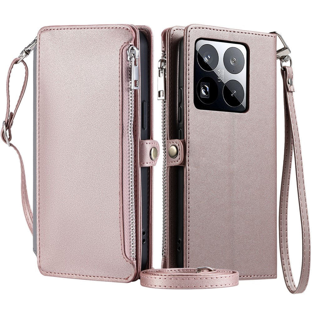 015 Style For Xiaomi 15 Pro Case TPU+PU Leather Wallet Phone Cover with Straps