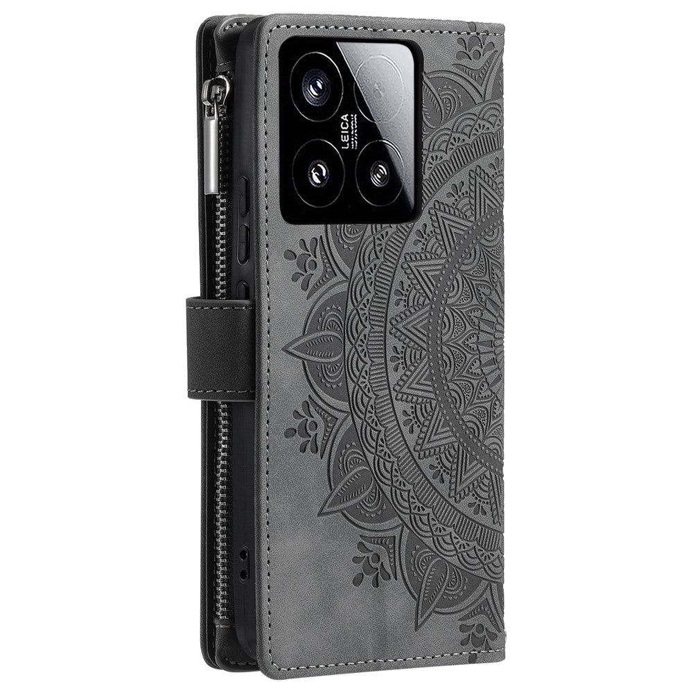 Style 006 For Xiaomi 15 Wallet Case PU Leather Phone Cover Mandala Flower Pattern