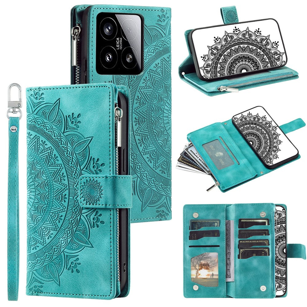Style 006 For Xiaomi 15 Wallet Case PU Leather Phone Cover Mandala Flower Pattern