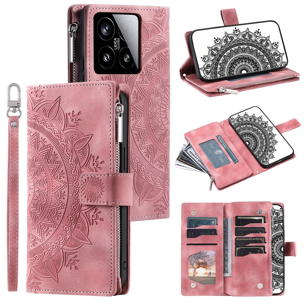Style 006 For Xiaomi 15 Wallet Case PU Leather Phone Cover Mandala Flower Pattern